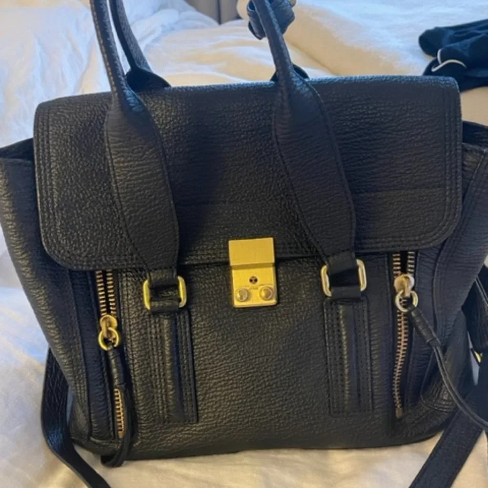 3.1 PHILLIP LIM Textured Calfskin Medium Pashli Satchel Black - Picture 2 of 7